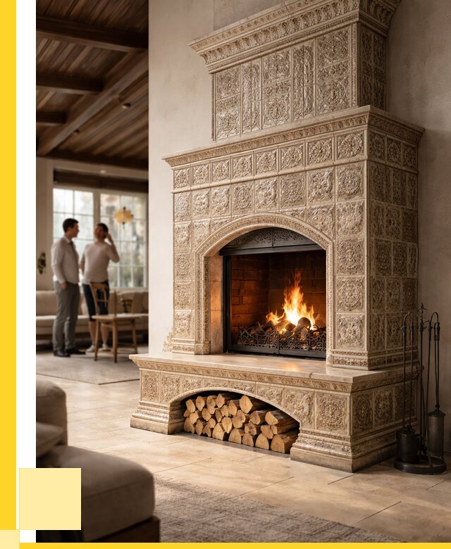 Купить изразцовый камин в Липецке от 259850 р. | ЭриданЛпц