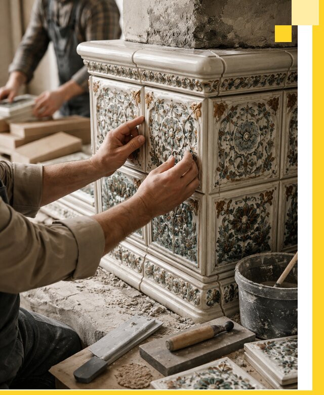 Изразцовые камины под ключ в Липецке: проект и монтаж