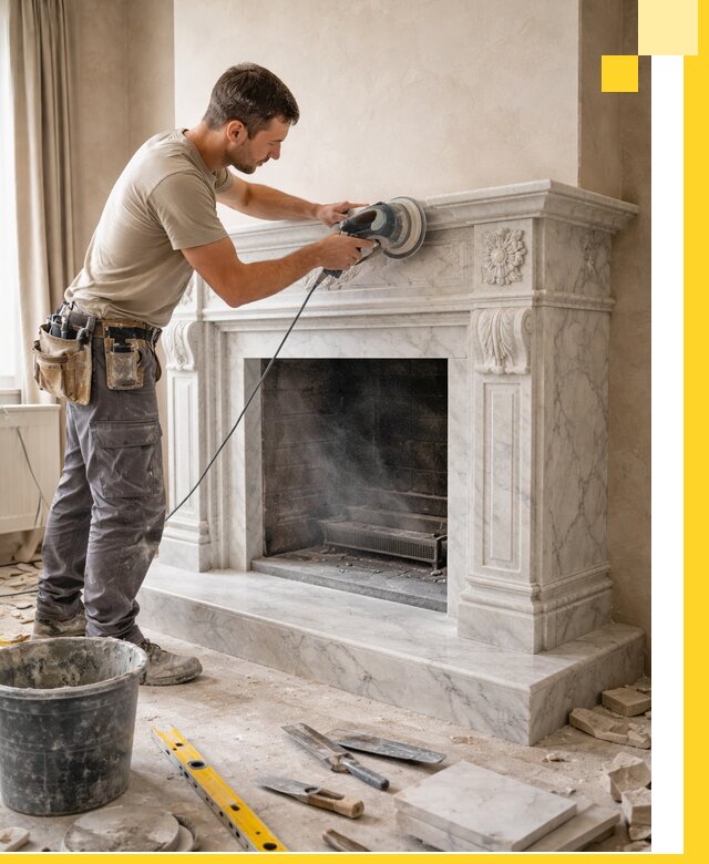 Изготовление и установка мраморных каминов в Липецке под ключ