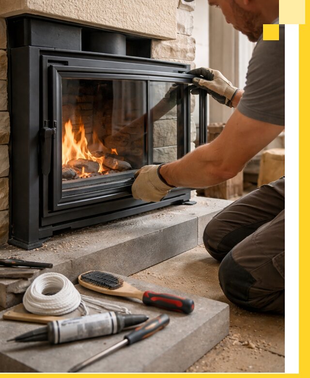 Производство, монтаж и доставка каминов со стеклом в Липецке