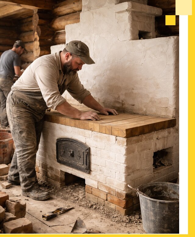 Проектирование и установка русской печи с лежанкой в Липецке