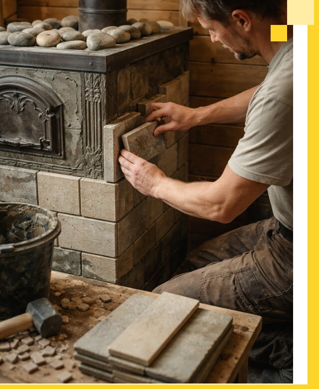 Облицовка банных печей в Липецке профессиональная отделка