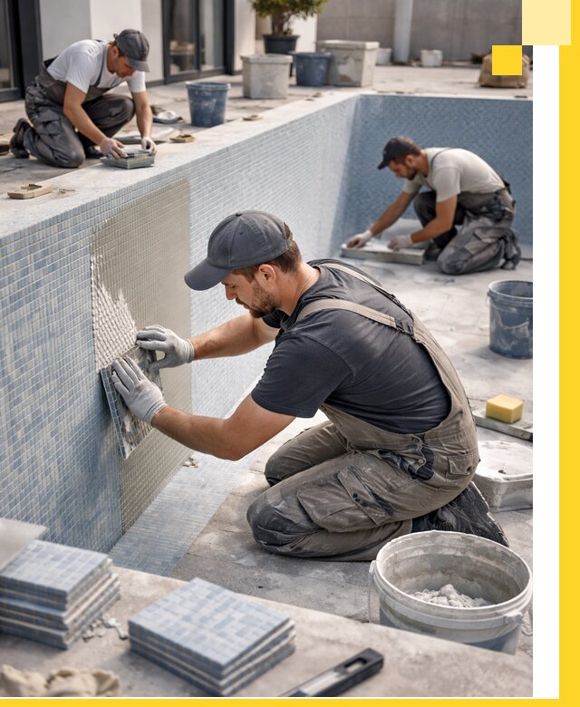 Облицовка бассейнов в Липецке плитка мозаика гидроизоляция