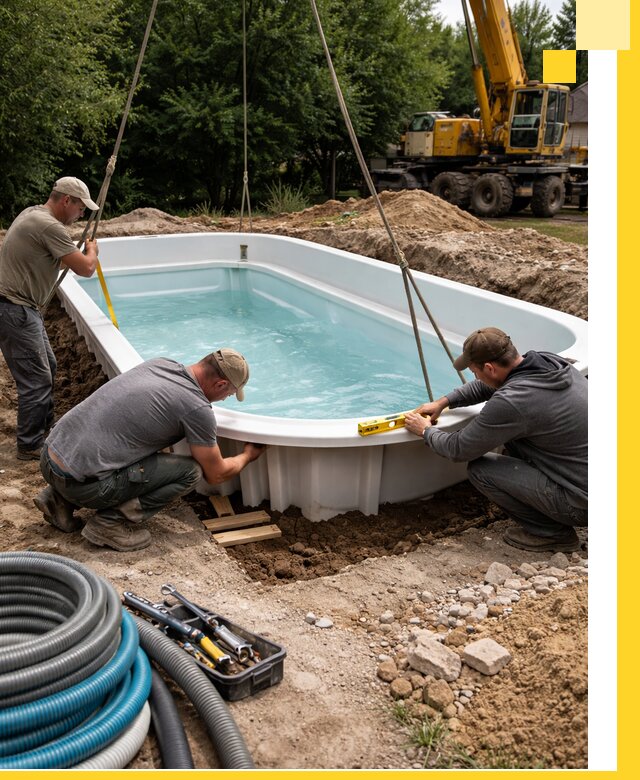 Установка и монтаж композитных бассейнов под ключ в Липецке