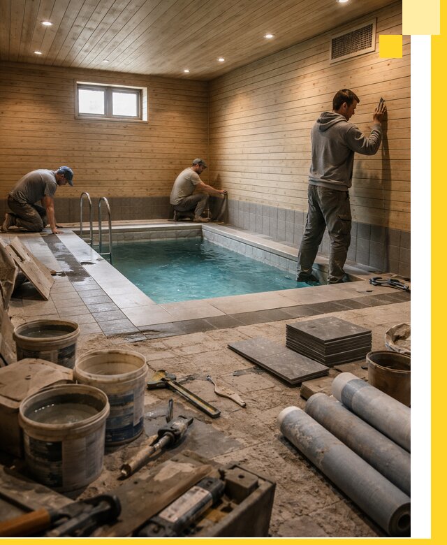 Строительство бани с бассейном и сауной под ключ в Липецке