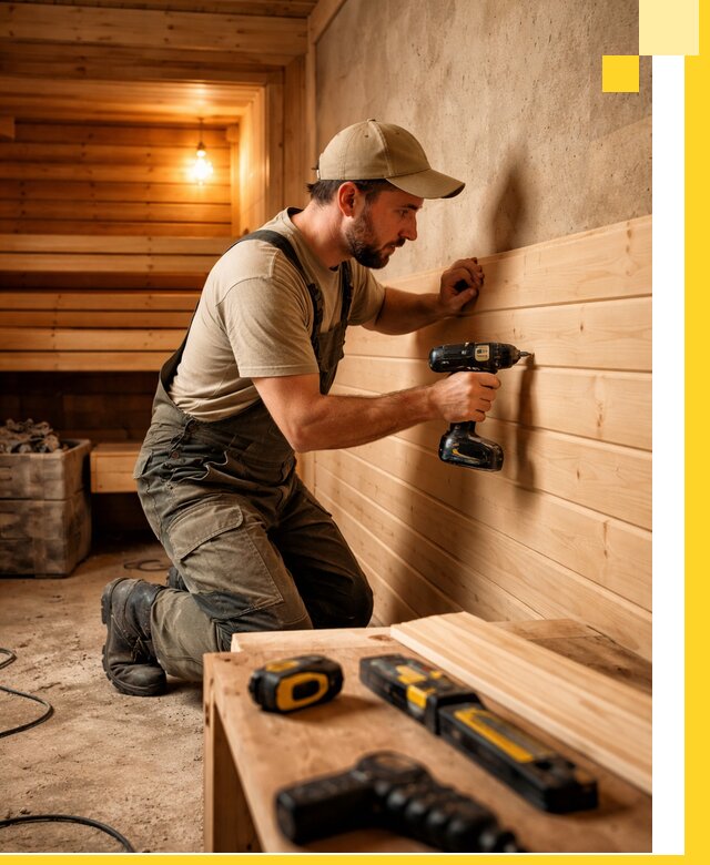 Профессиональная внутренняя отделка бани в Липецке под ключ