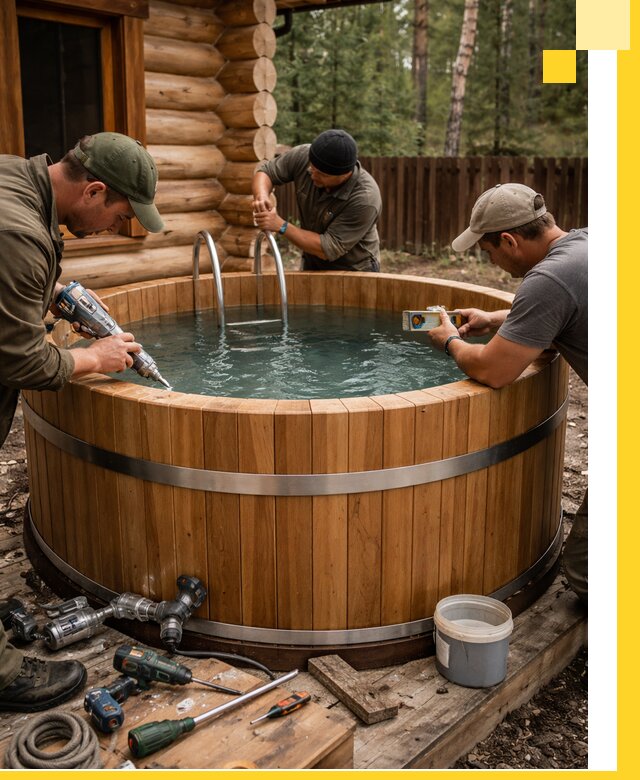 Строительство бань с купелью под ключ и отделкой в Липецке