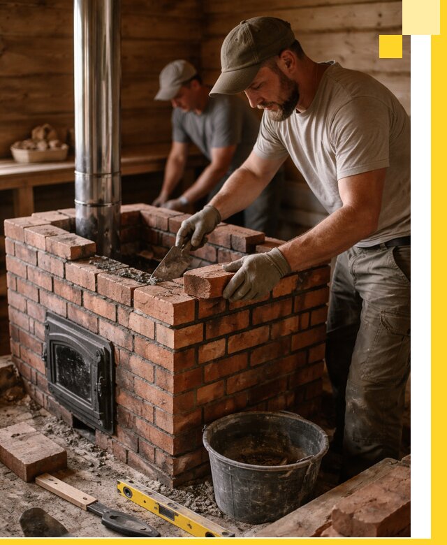 Кирпичные печи для бани под ключ в Липецке, проект и монтаж