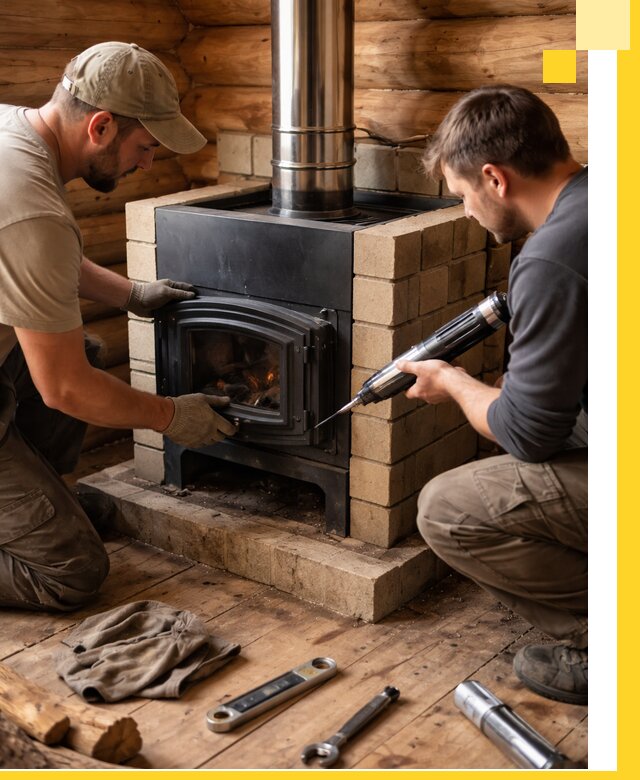 Монтаж и установка печи в бане под ключ с гарантией в Липецке