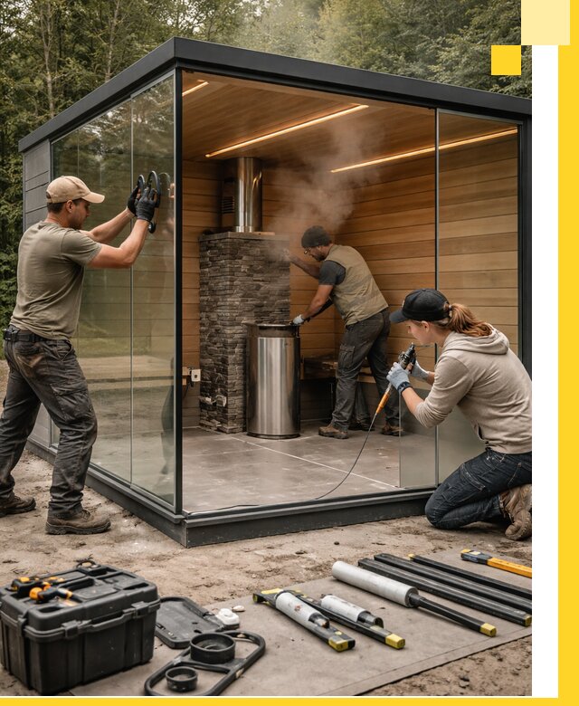 Проектирование и строительство стеклянных бань в Липецке