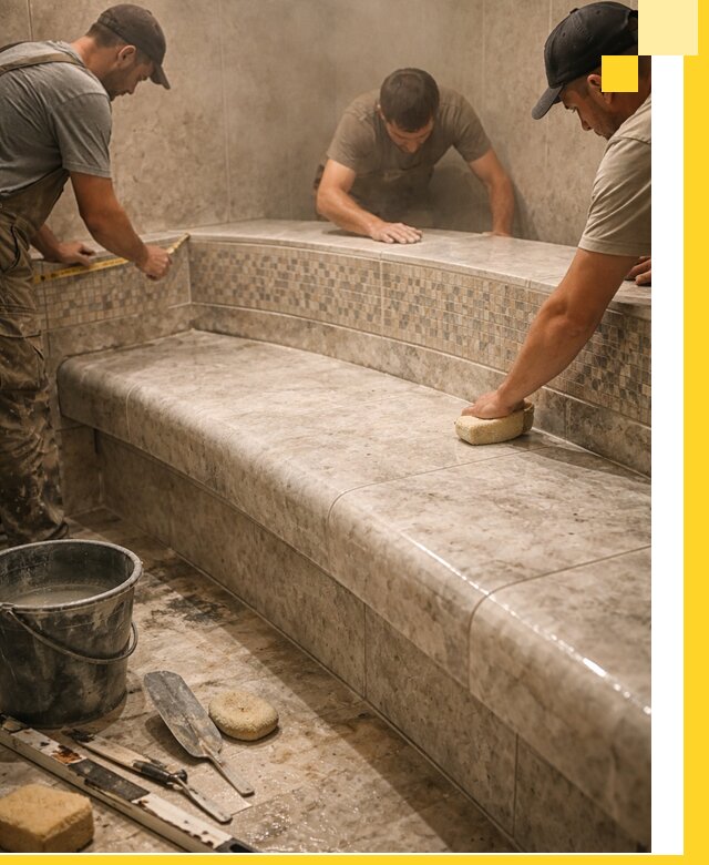 Изготовление и установка сидений для хамама в Липецке